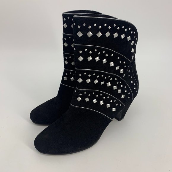 Vaneli Black Suede Ankle Boots with Silver studs Size 8M - Picture 3 of 8